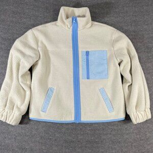 Sandy Liang Jacket Women's XS Sherpa Fleece Gingham Trim Full Zip Target Lined